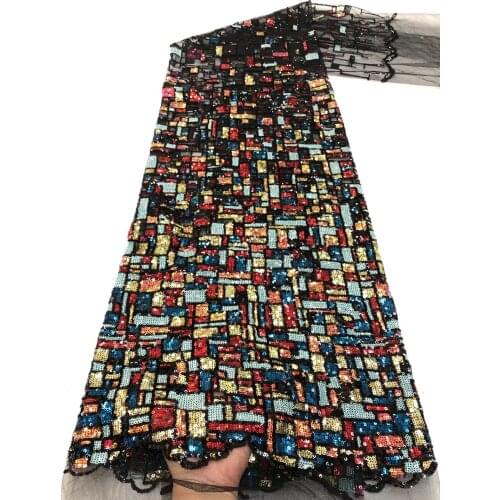 French Multicolor Sequins Lace Fabric Women Wedding Dress African Lace Fabric 2021 High Quality Lace African Tulle Lace Fabrics