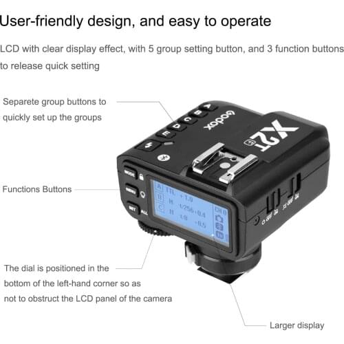 Godox X2T-F TTL Wireless Flash Trigger for Fujifilm, Support 1/8000s HSS Function, 5 Dedicated Group Button