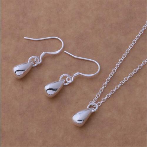 Hot new high quality silver color jewelry charm cute Women simple necklace earrings Jewelry Sets retro style