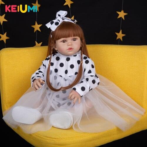 KEIUMI 23 Inch Reborn Baby Doll Full Silicone Body Lovely Toddler Newborn Baby Doll Pretty Fast Delivery For Festival Gift