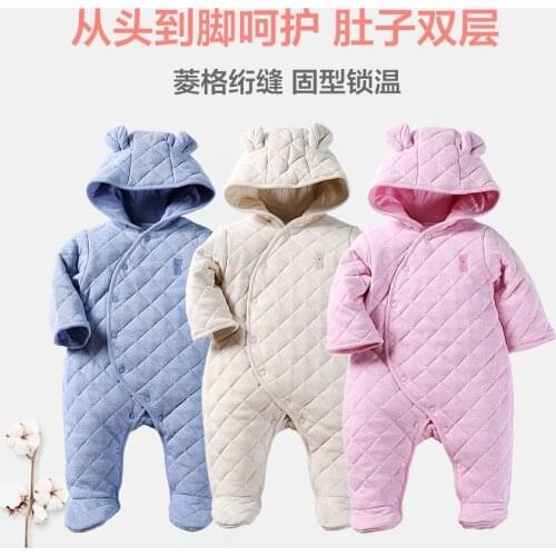 Newborn Baby Winter Hoodie Clothes 100%cotton Infant Baby Girls Pink Climbing New Spring Outwear Rompers 0-18month Boy Jumpsuit