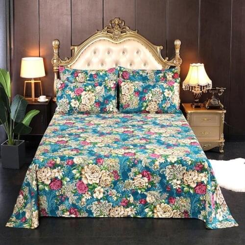3pcs Bedding Set 100% Cotton Thicken Bed Sheet 1pc Bed Skirt + 2pcs Pillowcase Twin Flat Sheet Large Size Bed Cover 235x300cm