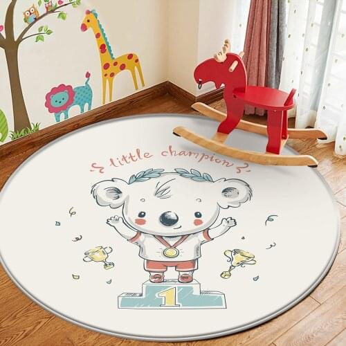 Round Carpet In The Childrens Room Cute Bear Champion Pattern For Baby Play Good Rug Rug Flannel Carpet Childrens Quality