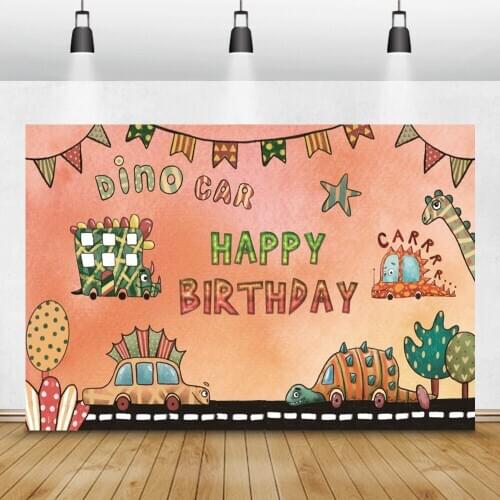 Laeacco Dinosaur Car Cactus Newborn Baby Birthday Party Backdrops For Photographic Backgrounds For Photo Studio Props Photocall