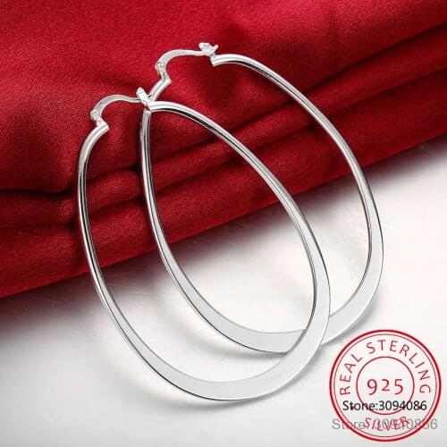 LEKANI 925 Sterling Silver 68MM Smooth Round Hoop Earrings For Woman Best Gift Fashion Charm High Quality Wedding Jewelry