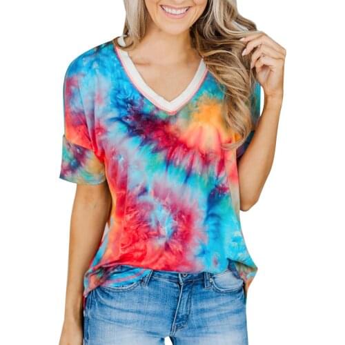 Summer Tops For Ladies Blusas Mujer De Moda 2021 Plus Size Tops Womens Casual Loose And Comfortable Gradient Short-sleeved Top