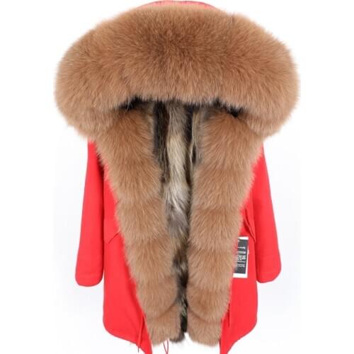 Maomaokong winter womens clothing Fox fur big fur collar Pike long section Detachable thick raccoon fur lining Park coat