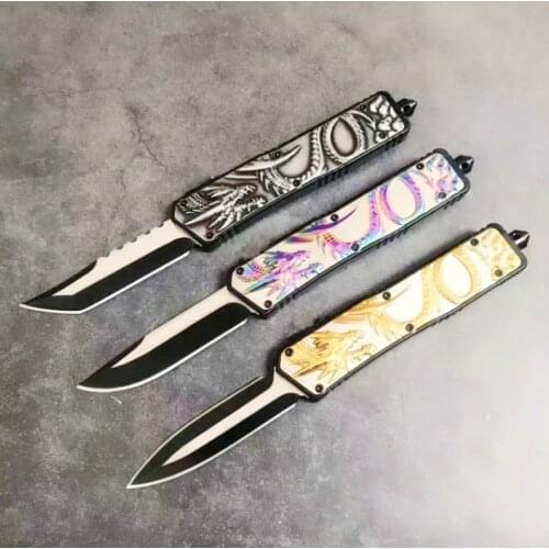Micro knife dragon 440c Blade Zinc-aluminum Blade opening Special Tactical Self Defense Knife Camping Hunting Pocket EDC Knifes