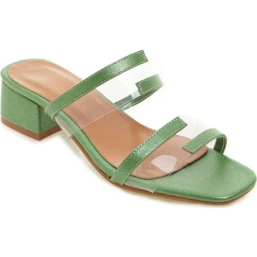 Sweet fashion woman sandals 2018 summer Women Beach Slippers Transparent PVC Clear Sandals Square Toe Slides size 32-50 318-1