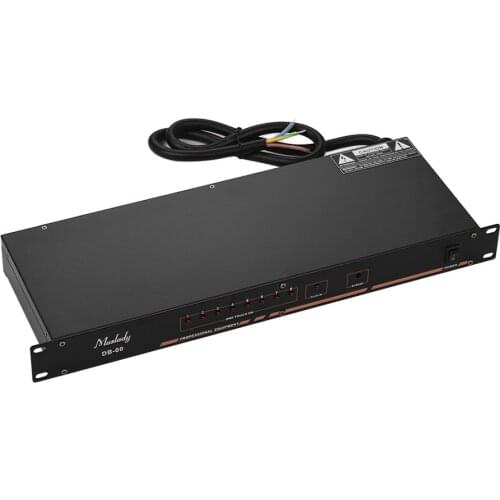 Muslady DB-00 8-outlet Rack Mount Power Sequence Controller Conditioner Surge Protector Power Supply Regulator with LED lights