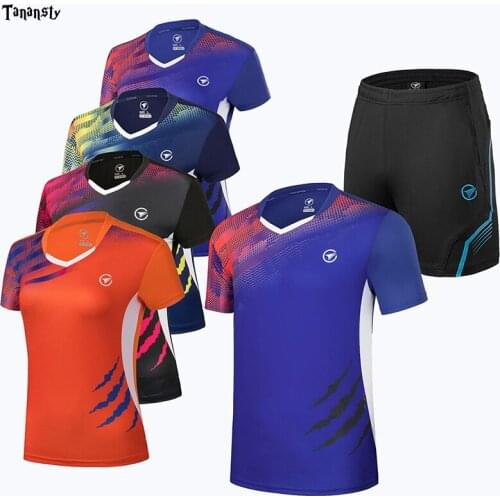 Men Women Quick Dry Badminton Sets Clothes sportwear tennis suit pingpong set table tennis shirt shorts Running Exercise clothes