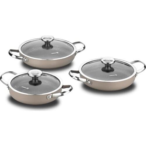2022 new model cookware set Korkmaz A1356 Zeta 6 Piece Omlet Team Beige