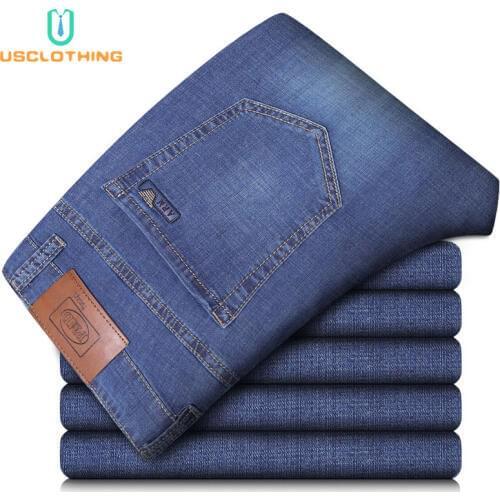 New Mens Jeans Mens Businees Jeans Classic Casual Slim BlueSraight Jeans Fashion Stretch Jean Trousers Classic Denim Pants NB45