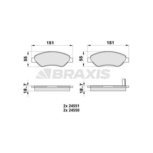 FRONT BRAKE BALATASI OPEL CORSA D 1.7 CDTI 06 1605124 BRAXIS AB0434
