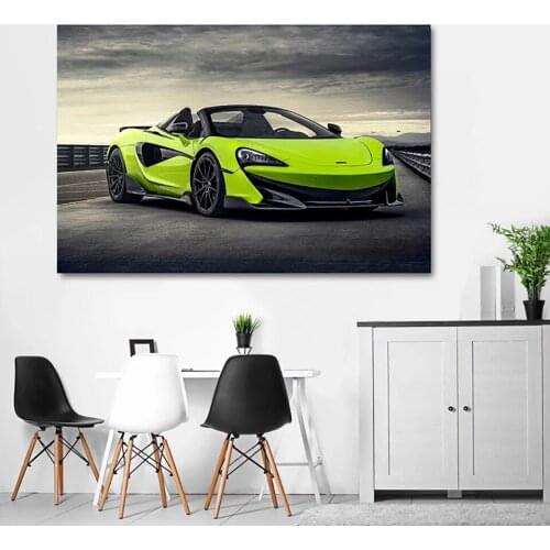Poster Cool Green Super Car Scenery Canvas Painting HD Picture Popular Nordic Living Room Home Decoration Wall Art (Frameless)