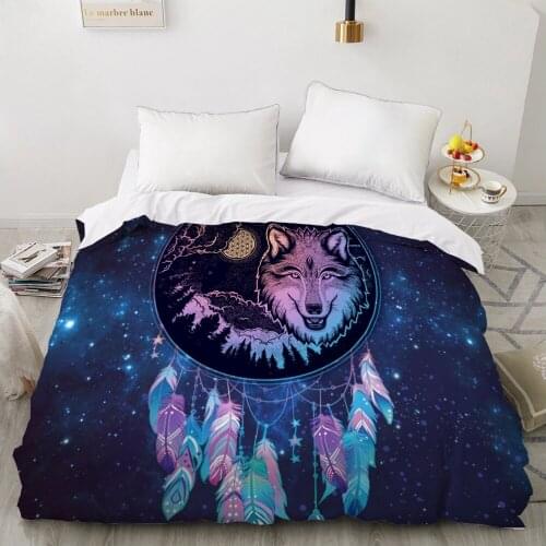 3D Duvet Cover King/queen/custom size,comforter Cover 220,1pc Quilt cover,luxury Bedding Cartoon Blue Starry sky Dreamcatcher
