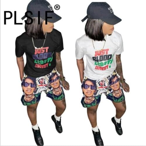 Simple Pure Color O Neck Letter Print Crop Top And Hot Short 2 Pieces Set Sexy Tight Club Tracksuits