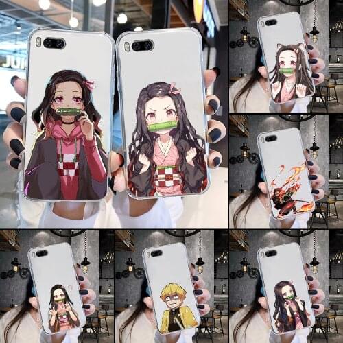 Demon Slayer Kamado Nezuko Phone Case Transparent For Xiaomi Mi Max Note 3 A2 A3 8 9 9T 10 Lite Pro Ultra transparent trend