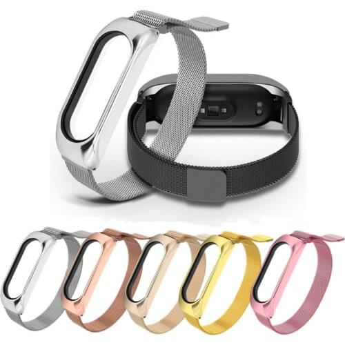 For Xiaomi Mi Band 5 4 3 strap Metal Milanese Stainless Steel MiBand 4 Bracelet Watch Band Universal miband 3 strap