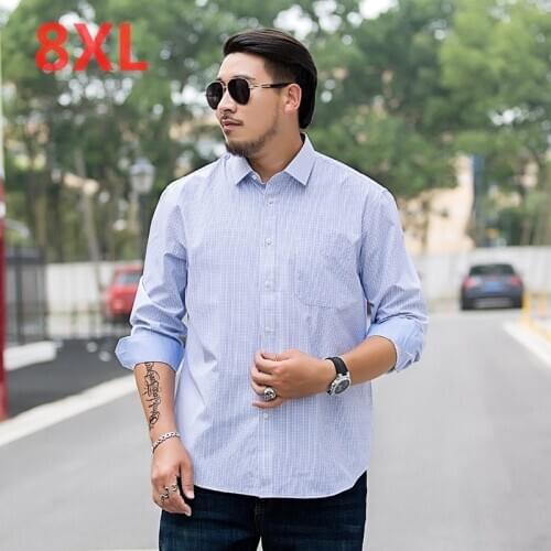 10XL 8XL 6XL 5XL Casual Shirts Men Fashion Long Sleeve plaid shirt camisa masculina Men Shirt Solid Color Shirt Male Brand