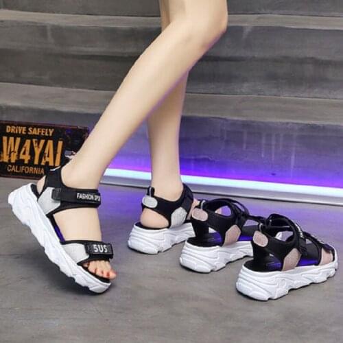 Womens Sports Sandals Summer Fashion Color Matching Slope With Thick Bottom Non-Slip Wear-Resistant Roman Shoes