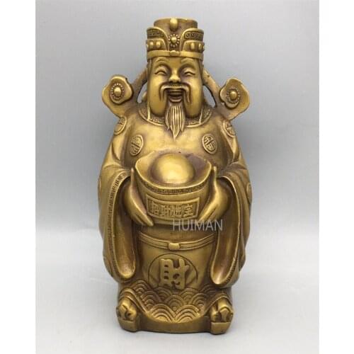 Collect China Brass Statue The God Of Wealth Metal Crafts Home Decoration