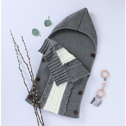 Newborn Baby Sleeping Bags Knitted Infant Girls Sleep Sack Fashion Stripe Button Toddler Bebe Boys Envelope 75*35CM Swaddle Wrap