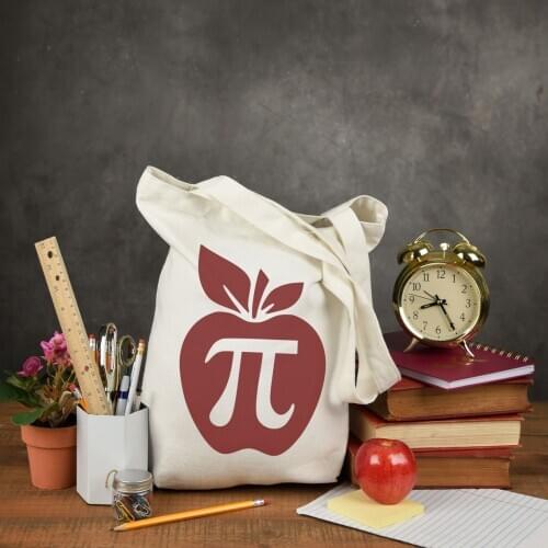 Apple Pi Tote Bag Shopping Canvas Bag Teacher Gift Back To School Reusable Eco Book Bag Fashion Casual Foldable Shoulder Bags