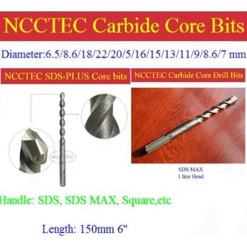 8.6mm diameter 150mm 6'' long NCP866 carbide wall core drill bits for Elevator projects FREE shipping drill tools