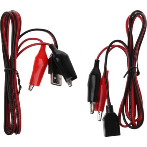 1Pc USB 2.0 Male Female Alligator Clips Crocodile Wire USB Tester Detector DC Voltmeter Ammeter Capacity Power Supply Cable