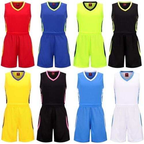 High quality red Men Basketball Set Uniforms kits Sports clothes blue basketball jerseys college tracksuits DIY Customized name