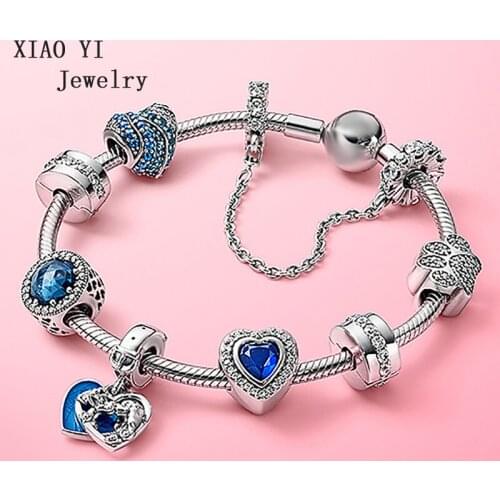 XIAOYI 2020 new 100% S925 11 popular Blue dogs love good wish clip bracelet high quality confession valentines day gift female