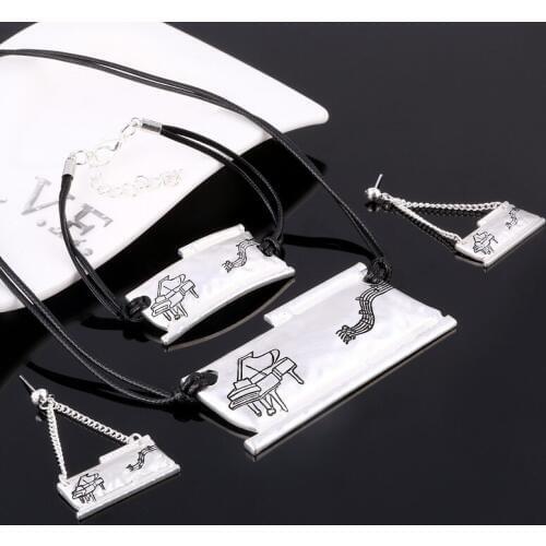 2018 Fashion Necklace Earring Bracelet bride vintage leather chain Computer engraving Jewelry Sets For Women Wedding Gift