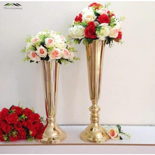 10PCS/LOT 50cm/60cm Floor Vase Metal Flower Vase Table Centerpiece For Mariage Metal Flowers Vases For Wedding Decoration 002