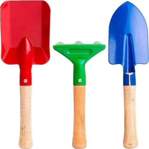 3 Pieces Mini Spade Shovel Harrow Gardening Tool Set Potted Plants Maintenance Suit with Wooden Handle Garden Tool for Indoor