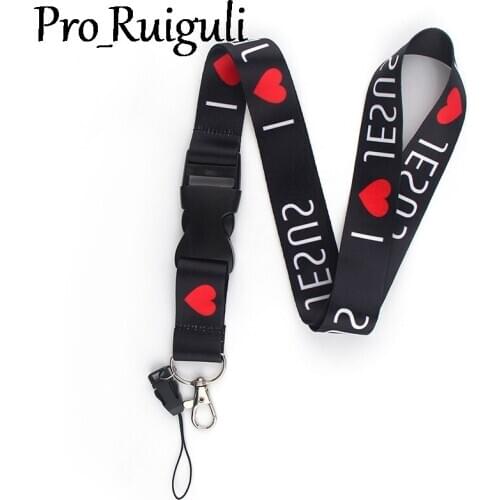 30pcs I love jesus Lanyard for Keys Phone Cool Neck Strap Lanyard for Camera Whistle ID Badge Cute webbings ribbons Gifts