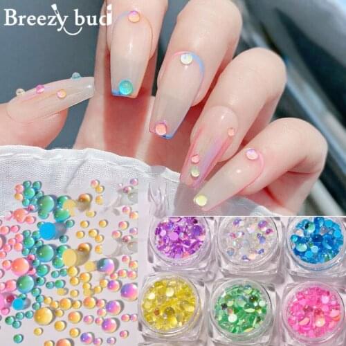 20pcs Aurora 3D Nail Art Decoration Transparent Symphony Nail Rhinestone For Nail Tips Decorations DIY Round Nail Accessories