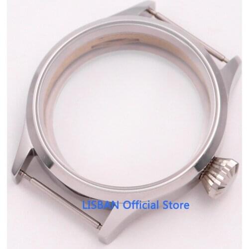 43mm Polished Sapphire Glass watch case fit ETA 6497 6498 ST36 Movement Mens Watch Parts