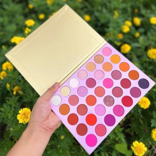 5 Piece 35 Colors Eyeshadow Palette Private Label Makeup Red Tint High Pigment Eye Shadow Palletes Customized Wholesale No Logo