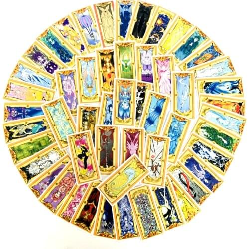 50/60Pcs Cardcaptor Sakura Tarot Card Magic Stickers Mahou Clow Anime Stickers Cosplay Playing Game Prop Cards Toys Stikcers
