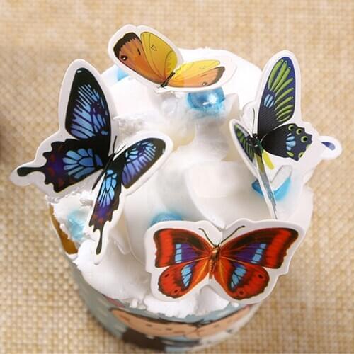 50pcs Butterfly Glutinous Wafer Rice Paper Cake Cupcake Toppers For Cake Decoration Birthday Weddin