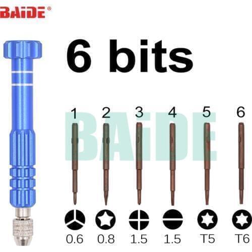 6 in 1 Screwdriver Bit Precision Combination Screw Driver Pentalobe for iPhone Sausung Repair Tools 0.6 Y 0.8 300pcs/lot