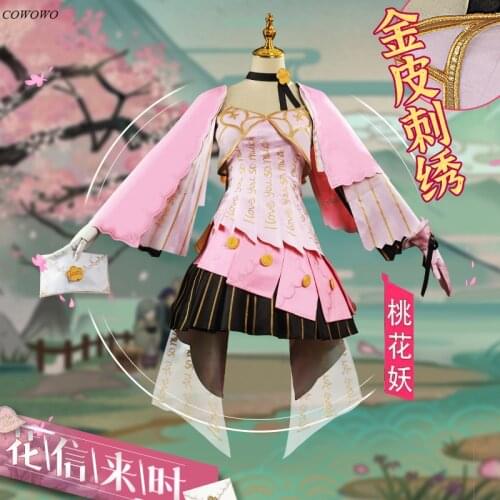 Anime! Onmyoji SSR Momo HuaXinLaiShi Valentines Day JK Sweet Dress Elegant Uniform Cosplay Costume Halloween Party Outfit NEW