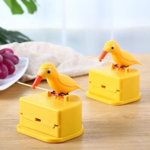 Toothpick Dispenser Press Type Automatic Toothpick Dispenser Gift Funny Portable Plastic Toothpick Holder Decoration for Kitchen