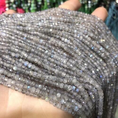 Natural Stone Small Beads Faceted Labradorite Loose Beads Accessories for Jewelry Making Neckalce DIY Bracelet