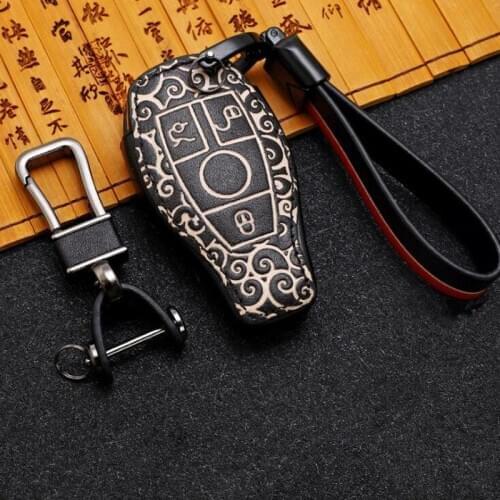 Genuine Leather Car Key Cover shell Case For Mercedes Benz AMG A C E S series E200L E300L C260L S320L GLK a200l glc E260 W204