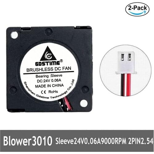 Gdstime 2PCS 30mm 30x30x10mm 3D Printer Fan 24V 3010 Blower Printer Cooling Accessories DC Turbo Blower Fan Radial Fans