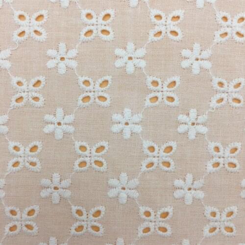 Cotton Embroidery Eyelet Daisy Floral Hollow Lace Fabric Handmade DIY doll clothing Wedding Boho dress Prairie Dress by 1 yard