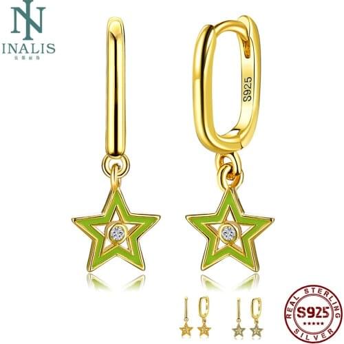 INALIS 925 Sterling Silver Women Earrings Hollow Star Zircon Drop Earring Beautiful Female Fine Jewelry Wholesale On Sale Gift