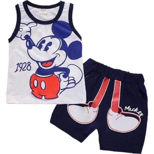 Infant clothes toddler Baby boys Clothing Set Mickey cartoon Sleeveless T-shirt+Shorts suits Kids Fashion Cotton Clothes Sets